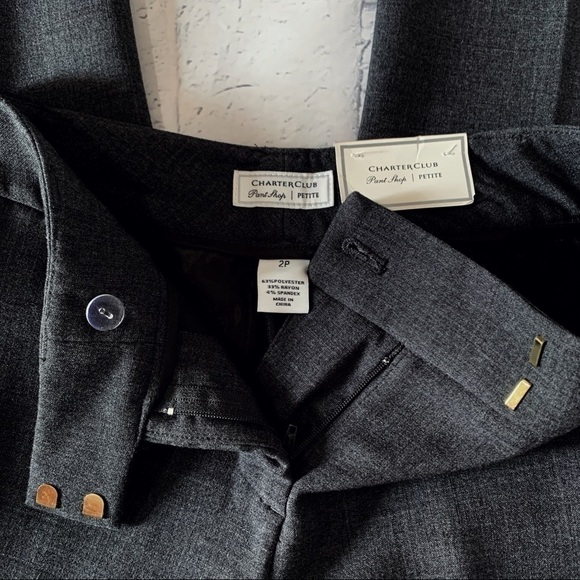 Charter Club Petite Classic Fit Pants - Charcoal - Picture 5 of 7